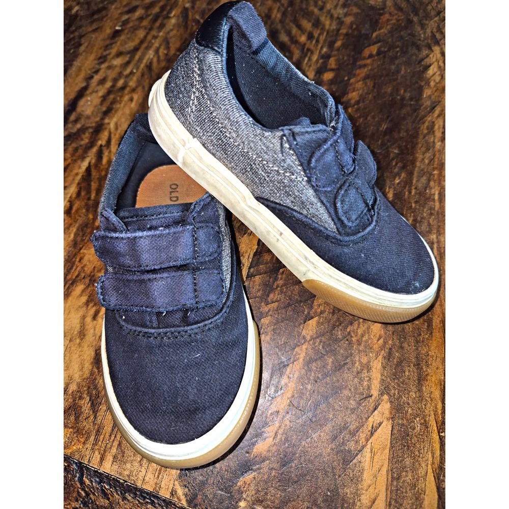 Old Navy Unisex Kids Navy Canvas Hook & Loop Low Top Sneakers US 13.5